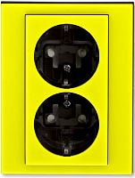 Розетка с заземлением ABB EPJ Levit 1-м. 2 мод. шторки желтый/дымчатый черный картинка